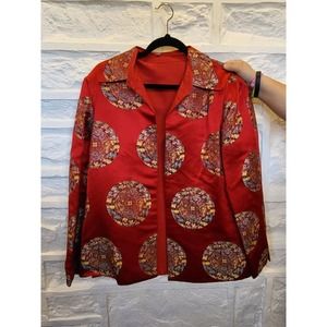 Vintage Asian Brocade Red Satin reversible Jacket